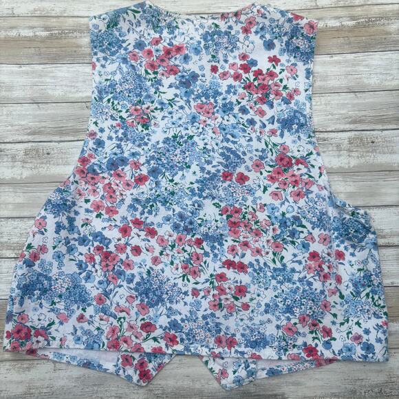 VTG Floral Denim Jean Vest Sz L Vivaldi Country Western Grandmacore Coquette - Picture 2 of 10